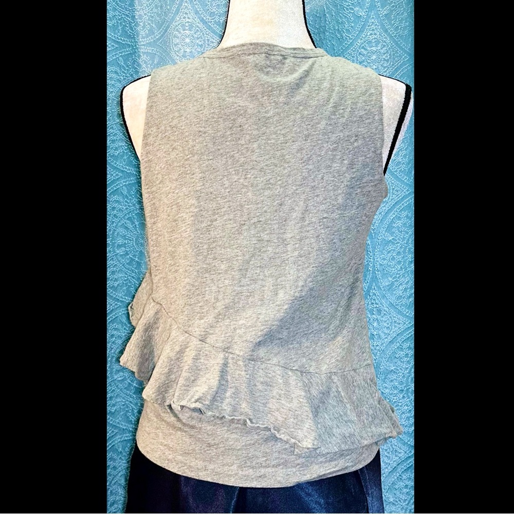 Rebecca Minkoff Brushed Cotton Asymmetric Ruffle Top Sz L - Picture 3 of 9